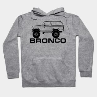 1980-1986 Ford Bronco Side, w/Tires, Black Print Hoodie